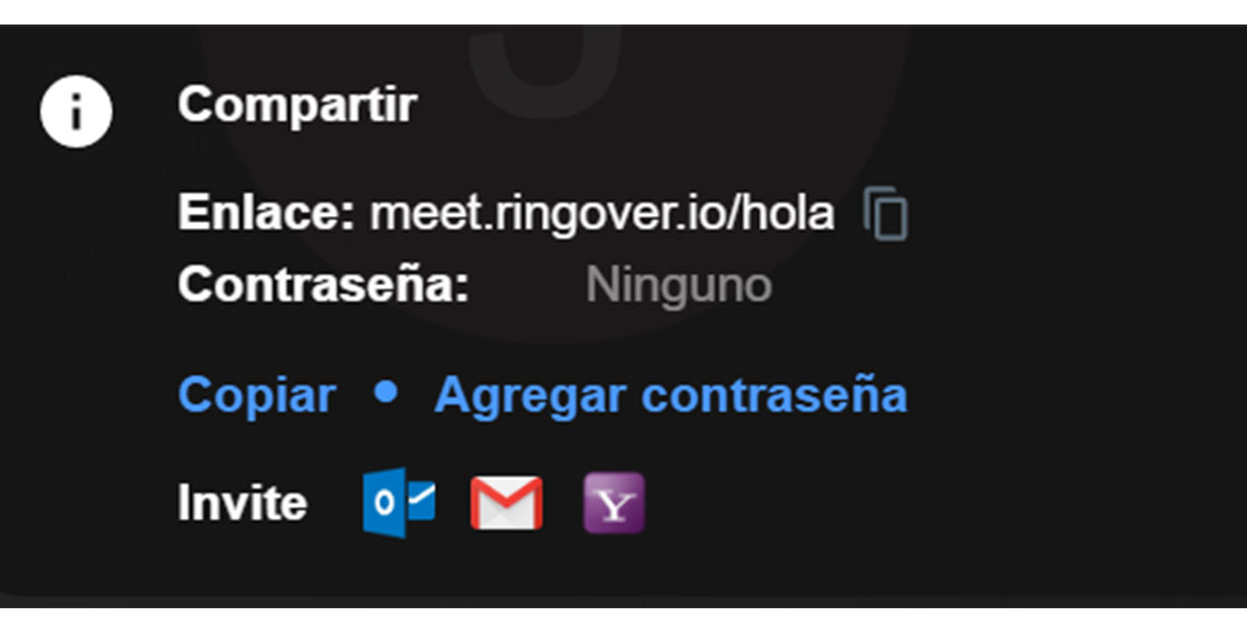 Interfaz de la parte para compartir la pantalla