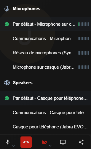 Interfaz de la parte de la configuración de los micrófonos