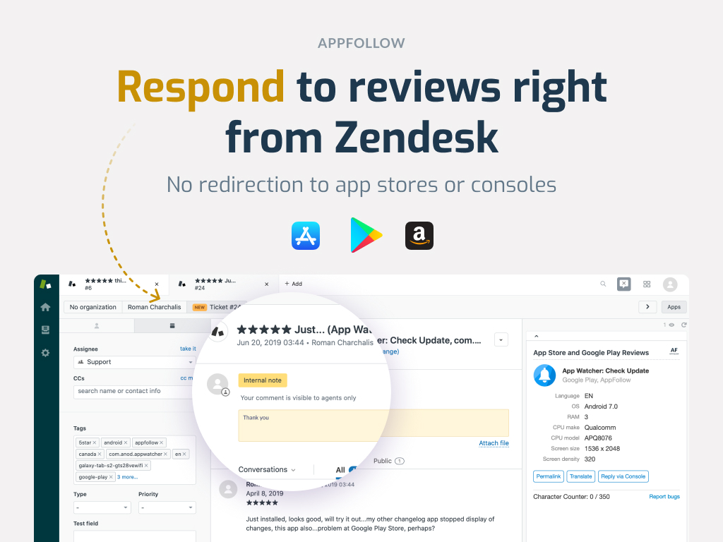 Screenshot of App Reviews App for Zendesk
